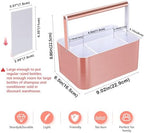 BYUNER Compact Shower Caddy Dorm - Portable Bathroom Caddy Organizer with Handle and Adjustable Divider for College Dorm & Shared Bathroom, Hard Plastic Shower Basket Tote for Toiletry Drainage, Pink - Image 2