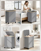 Double Laundry Basket with Wheels and Lid, 150L Clothes Hampers for Laundry - Image 6
