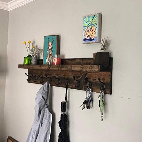Coat Rack with Shelf Wall Mounted with Storage (Choose Your Length) Towel Rack Entryway Organizer Key Hooks (36" L (9 Hooks)) - Image 4