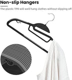 Heavy Duty Plastic Hangers 50 Pack with Non-Slip Design,0.2 Inches Thick,360°Swivel Hook Space Saving Organizer for Bedroom Closet,Shirts,Pants,Strong Enough for Coat(Black- S Shaped) - Image 3