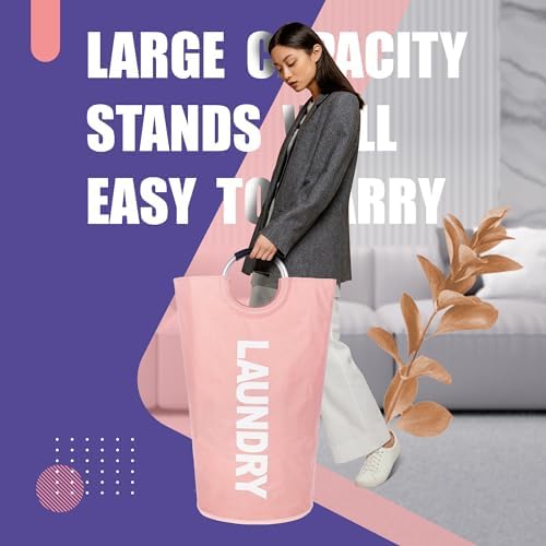 Caroeas 90L Laundry Basket (13 Colors), Waterproof Laundry Hamper, Laundry Bag with Padded Handles, Clothes Hamper Stands Up Well, Collapsible Laundry Basket Easy Storage - Image 4