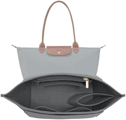 LOUKAYCCI Felt Purse Organizer Insert for Longchamp Le Pliage L Handbag Insert (Large,Gary) by LOUKAYCCIPREMIUMBRAND