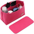 Doxo Purse Organizer Insert for Handbags & Base Shaper 2pc Set, Felt Neverfull PM Organizer Insert, Tote Bag Organizer with Zipper Pocket and Bottle Holder, Fit Neverfull PM and More, Rose-M by Doxo