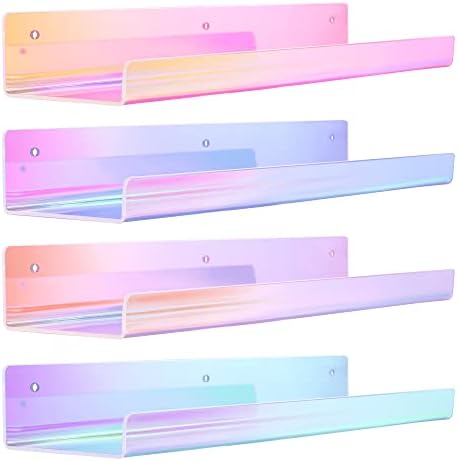 upsimples 4 Pcs 15" Iridescent Acrylic Shelves for Wall Decor and Display by upsimples