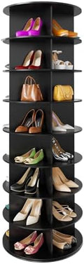 SpaceAid 8 Tier Rotating Shoe Rack Tower, Spinning Shoe Display Lazy Susan, Revolving 360 Shoe Rack Storage Round Carousel, Vertical Handbag Rotate Shoes Closet Organization (8-Tier Black) by SpaceAid