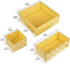Posprica Woven Storage Baskets for Organizing, Small Black Baskets Cube Bin Container Tote Organizer Divider for Drawer, Closet, Shelf, Dresser, Set of 4(Yellow) - Image 3