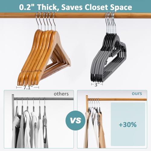 30-Pack Plastic Clothes Hangers, Space Saver, Non Slip, 360° Swivel Hook, 0.2 Inches Slim, Sturdy Heavy Duty Coat Hangers, Durable Hangers for Suits, Black and Dark Gray - Image 7