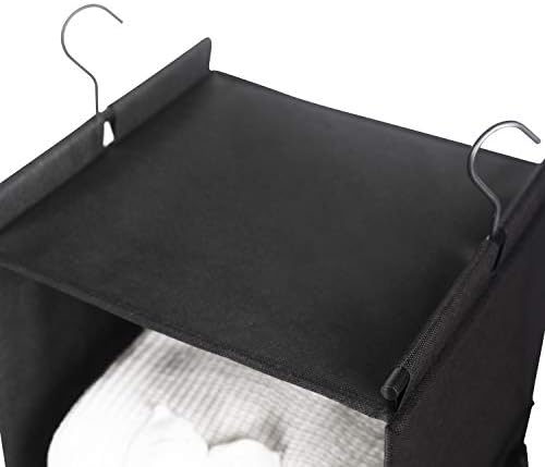MAX Houser 4-Shelf Hanging Closet Organizer, Space Saver, Cloth Hanging Shelves with 2 Side Pockets, Foldable (Black) | Foldable Fabric Hanging Shelves for Closet, Cloth Hanging Shelves with 2 sturdy hanging hooks, Small Space Saver - Image 5