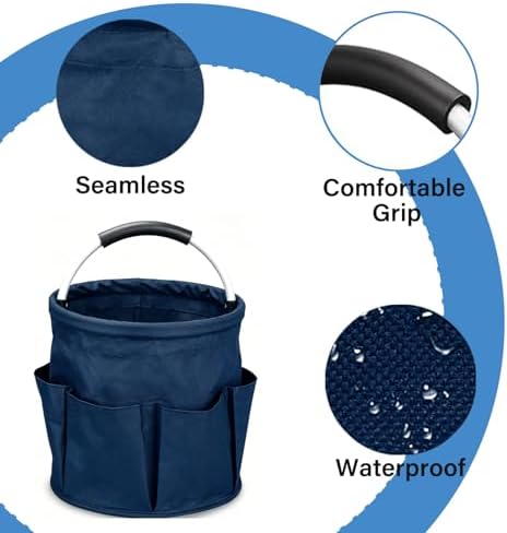 17L Foldable Storage Basket Cleaning Caddy with Handle Portable Multi Cleaning Bucket Bag for Home, Garden, Outdoor Camping (Blue) - Image 3