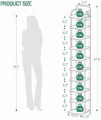 Hzuaneri Vertical Shoe Rack, Shoe Shelves, Wood Shoe Organizer for Closet, Entryway, Shoe Tower for Small Spaces, Free Standing, Adjustable, with 2 Hooks, 10 Tier Black SR11204B - Image 2