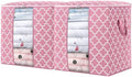 Storage Bags 2 Pack 100L Clothes Organization and Storage Containers | Large Blanket for Comforters,Bedding, Foldable Organizer with Reinforced Handle, Clear Window, Sturdy Zippers, Pink by WiseLife