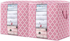 Storage Bags 2 Pack 100L Clothes Organization and Storage Containers | Large Blanket for Comforters,Bedding, Foldable Organizer with Reinforced Handle, Clear Window, Sturdy Zippers, Pink by WiseLife