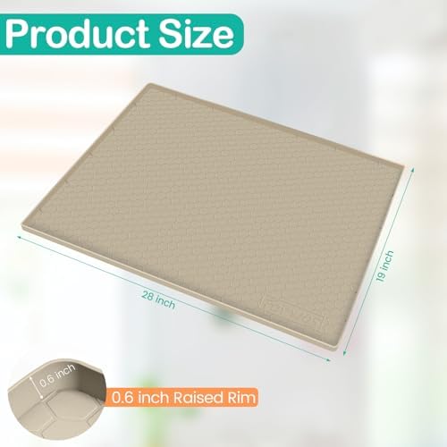 Silicone Under Sink Mat, 28"x19", Waterproof Cabinet Liner, Khaki - Image 2