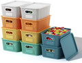 ORGIDOL Plastic Storage Basket with Lids 10 Pack Stackable Colorful Storage Bins Containers with Lid, Decorative Storage Boxes for Organizing Shelves, Drawers, Playroom, Classroom, Office, Closet by ORGIDOL