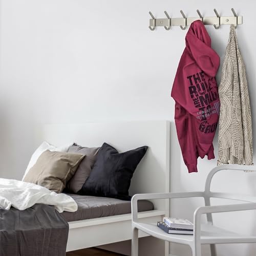 Coat Rack Wall Mount – Brushed Nickel 17 Inch Stainless Steel Hook Rail with 6 Heavy Duty Double Coat Hooks – Wall Mounted Coat Hanger for Entryway, Bathroom, Bedroom, Towel, Hat Organizer - Image 5