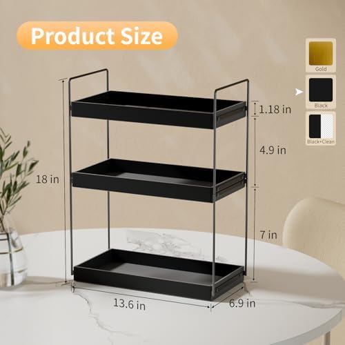 NPPLUS 3 Tier Bathroom Counter Organizer Matte Black Acrylic Tray - Image 2