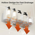 Orimade Shower Caddy 2-Pack, No-Drill Adhesive Shelves with 4 Hooks for Bathroom, Rustproof ABS Plastic Storage Organizer Set, Clear - Image 5