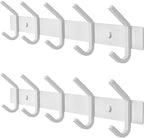 White Coat Rack Wall Mount – 15 Inch Stainless Steel Hook Rail with 5 Heavy Duty Double Coat Hooks – Wall Mounted Coat Hanger for Entryway, Bathroom, Bedroom, Towel, Hat Organizer - 2 Pack by SAYONEYES