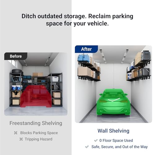 FLEXIMOUNTS 1-Pack 1x3ft Garage Shelving Wall-Mounted Storage Rack, Black - Image 4