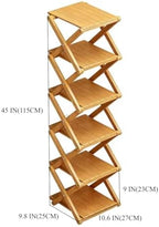 Bamboo Shoe Rack - No Assembly Required, Tall Narrow Foldable Shoe Organizer, Space-Saving Multifunctional Shelf for Entryways, Corners, Bedrooms, Balconies, 6 Layer(Reinforced and Thickened) - Image 3