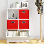 Fabric storage bins Cubes, Fabric Cube Organizer with Handle, Foldable Cube Bins for Cloth or Accessary Storage, 11x11x11, Set of 3, (Red) - Image 4