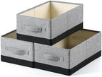 linen closet organizers and storage, 3 Pack Large Storage Baskets, Washable, Clothing Storage Bins with Handle, Closet Organizer for Storage Sweater,Sheets (gray black, 16" x9½x6¾) by Unknown