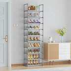 OYREL 10-Tier Metal Shoe Rack, Narrow Shoe Rack Organizer, Sturdy Shoe Shelf for Closets, Entryway, Bedroom, Garage - Silver - Image 7