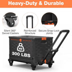 2 in 1 Folding Hand Truck Dolly Cart with Basket Collapsible Portable Hand Truck 330LBS Capacity, Telescoping Handle, Heavy Duty Utility Cart Lightweight & Compact for Easy Transport & Storage, Black - Image 5