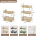 Akinbas 3 Tier Bathroom Organizer Countertop Makeup Perfume Tray Skincare Organizer Comes with Hair Dryer Rack and Toothbrush Holder for Bathroom Dresser Vanity (Gold) - Image 3