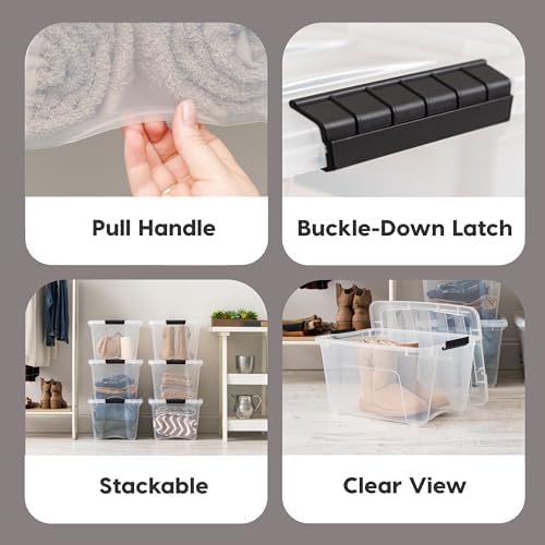 IRIS USA 6-Pack 32 Quart Storage Bins with Lids, Clear - Image 3