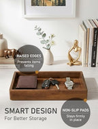 DEMIGO Valet Tray & Catchall, Dark Brown Acacia Wood Organizer, 12.2 x 6 in - Image 5