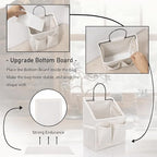 Kanrichu 3pcs Wall Hanging Organizer Bag, Linen Fabric Door Hanging Storage Basket with Pockets, Waterproof Bin for Kitchen, Bedroom, Office, RV Camper (White-Upgraded) - Image 3
