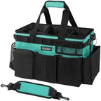 SCAVATA Wearable Cleaning Caddy Bag, Cleaning Caddy Supplies Organizer with Handle & Shoulder Straps for Housekeepers, Under Sink & Car Cleaning Tool Organizers with 4 Foldable Divider (Lake Blue) by Tidyyourlife