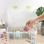 BTSKY Clear Plastic Dividing Storage Box with 4 Compartments Sewing Box - Image 6