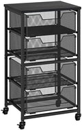 Rolling Cart with Drawers, 4-Drawer Storage Cart on Wheels with Wooden Top, Metal Utility Cart with Storage Drawers, Craft Storage Art Cart for Classroom, Office, Kitchen, Bedroom,Patent Pending by Aokitsink