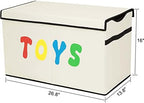 YOLOXO Toy Box Chest, Collapsible Sturdy Storage Bins with Lids, Extra Large Kids Toy Storage Organizer Boxes Bins Baskets for Kids, Boys, Girls, Nursery Room, Playroom, Closet (New Beige) - Image 2