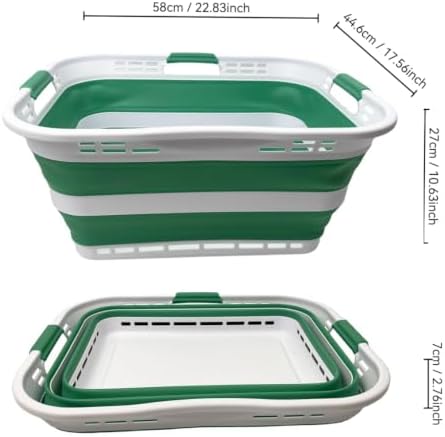 SAMMART 42L (11 Gallon) Collapsible Plastic Storage Basket - Foldable Pop Up Storage Container/Hamper - Portable Laundry Organizer - Space Saving (White/Winter Green, 42L (Style A)) - Image 6