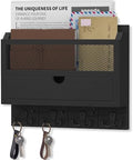 Nekon Mail Organizer with Drawer for Wall, Wooden Key Holder, Black by NekonDesign