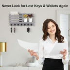 Lwenki Key Holder for Wall – Decorative Wooden Mail Holder and Key Shelf with Mounting Hardware, Installation Guide – Paulownia Wood with Metal Key Hooks (Gray, Extra Large - 15.6inch) - Image 5