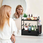 LEMIKKLE Bathroom Counter Organizer with Basket, Bathroom Organizers and Storage,Skincare Organizers for Vanity,Storage Organizers for Bathroom, Kitchen, Dresser (Black with Drawer) - Image 2