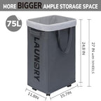 Goodpick 75L Laundry Basket with Wheels & Removable Wash Bag for Dorm - Image 3