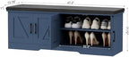 HOMSHO Farmhouse Shoe Storage Bench with 4 Barn Doors & Padded Seat Cushion - Image 3