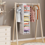 Fixwal Weekly Kids Clothes Organizer 2 Pack 6-Shelf Hanging Storage | Nonwoven Fabric, 6 Daily Shelves, 6 Mesh Side Pockets, 2 Metal Hooks, Foldable Design, for Kids Outfits and Accessories - Image 3
