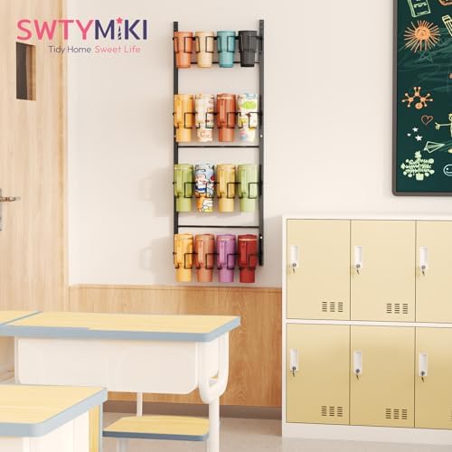 SWTYMIKI 4-Tier Water Bottle Organizer – Over the Door Stanley Cup Holder, Cup Organizer for Door or Wall Mount Option, Stanley Accessories for Pantry, Dorm, Office, RV Use, Black - Image 5