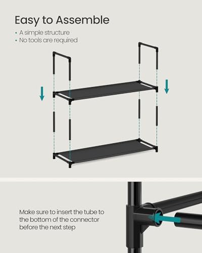 SONGMICS Shoe Rack, 10-Tier Shoe Shelf, Shoe Storage Organizer, 11 x 32.7 x 68 Inches, Metal Frame, Non-Woven Fabric Shelves, for Entryway, Bedroom, Black ULSH110BH01 - Image 6