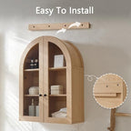 Bathroom Arched Wall Cabinet Over The Toilet Storage Cabinet, 23.5×31.4 Inch bathroom cabinet wall mount with Glass Doors & Adjustable Shelves, Wood Cabinet for Laundry Room, Kitchen,Natural oak - Image 5