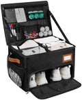 2 Layer Golf Trunk Organizer, Golf Organizer with 2 Pairs Shoes Compartment, Golf Storage Waterproof Car Trunk Locker for Balls, Caps, Clothes, Gloves, Accessories, Gifts for Golfers by XHGWJSX