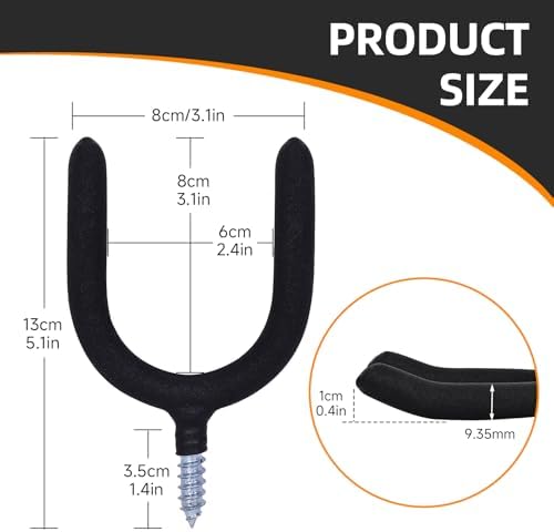 16 Pack Garage Storage System Steel U Hooks with Anti-Slip Coating Home Improvement and Organization Screw in Hooks Easy Wall Mounting Heavy Duty Bike and Ladder (Black, 16 Pack) - Image 5