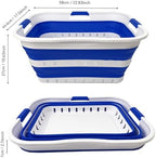 SAMMART 42L (11 gallon) Collapsible Plastic Laundry Basket - Foldable Pop Up Storage Container/Organizer - Space Saving Hamper/Basket (1, White/Dark Blue) - Image 2
