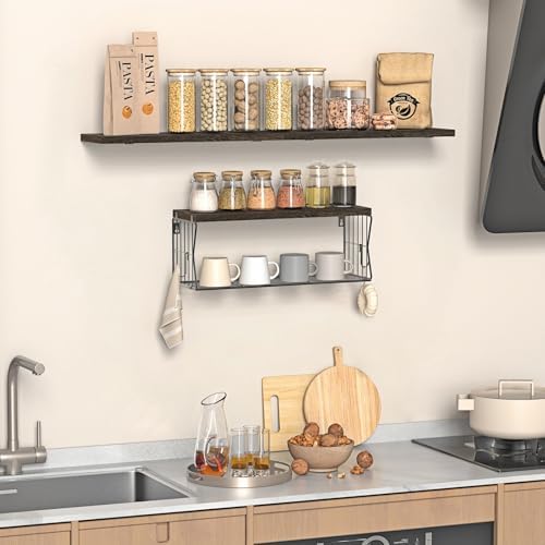 Floating Bathroom Shelves Wall Mounted - Wooden Shelf Set of 3 for Over Toilet Storage & Farmhouse Bathroom Decor - Perfect Shelving Organizer for Apartments RVs Powder Room Restroom - Rustic - Image 5